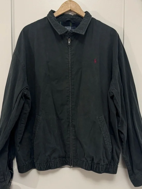 MENS VINTAGE 90S POLO RALPH LAUREN GREEN FLANNEL LINED HARRINGTON JACKET XL